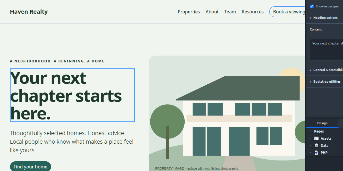 Haven Realty template in Bootio